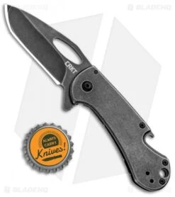 CRKT Bev-Edge Flipper Knife W/ Bottle Opener Black (2.5" Black Stonewash) 4635 -Crkt Shop CRKT Bev Edge Flipper Bottle Opener Black SW 4635 BHQ 92320 jr bottlecap