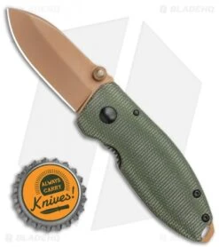 CRKT Burnley Desert Warrior Squid Knife Green Micarta (2.25" Copper D2) -Crkt Shop CRKT Burnley Desert Warrior Squid Knife Green Micarta 2.25 Copper D2 BHQ 116188 LS Bottlecap