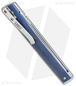 CRKT CEO Liner Lock Knife Blue Linen Micarta (3.1" Satin S35VN) BHQ Exclusive -Crkt Shop CRKT CEO Liner Lock Knife Blue Linen Micarta 3.1in Satin S35VN BHQ Exclusive 7096BLS35 BHQ 117054 LS Side