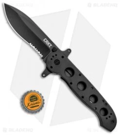 CRKT Carson M21-14SF Special Forces Flipper Knife Aluminum (3.875" Black Serr) -Crkt Shop CRKT Carson M21 12SF Special Forces Aluminum Black Serr BHQ 6703 jr bottlecap