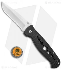 CRKT Crawford Falcon Liner Lock Knife Black Zytel (3.875" Satin Serr) 6243 -Crkt Shop CRKT Crawford Falcon LL Black Zytel Satin Serr 6243 BHQ 75700 jr bottlecap