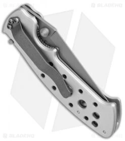 CRKT Crawford Kasper Professional Liner Lock Knife Silver (3.75" Gray Serr) 7728 -Crkt Shop CRKT Crawford Kasper Professional LL Silver Gray Serr 7728 BHQ 75702 jr side