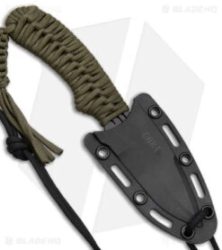 CRKT Crawford Thunder Strike Neck Knife Green Paracord (2.8" Black) 2032 -Crkt Shop CRKT Crawford Thunder Strike Neck Green Paracord Black BHQ 27278 jr sheath