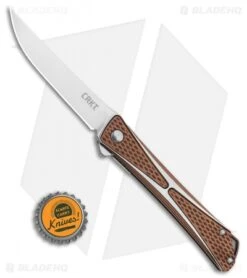 CRKT Crossbones Liner Lock Knife Bronze Aluminum (3.5" Satin) 7530B -Crkt Shop CRKT CrossboneS Liner Lock Knife Bronze 3.5in Satin 7530B BHQ 113910 LS Bottlecap