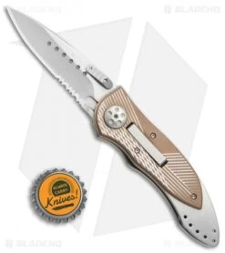 CRKT Elishewitz E-Lock Folding Knife Bronze (3.9" Satin Serr) 7333 -Crkt Shop CRKT Elishewitz E Lock bronze satin serr 7333 BHQ 0477 er size