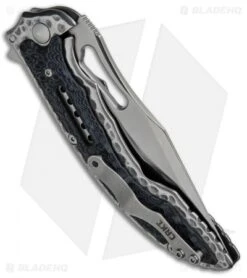 CRKT Ikoma Fossil Frame Lock Knife Black G-10 (3.96" Satin) 5473 -Crkt Shop CRKT Ikoma Fossil Black G 10 Serr 5473 BHQ 51855 jr side