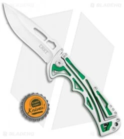 CRKT Nirk Tighe 2 Knife Green Stainless Steel (3.2" Satin) 5241 -Crkt Shop CRKT Nirk Tighe 2 Green SS Satin 5241 BHQ 119341 jr bottlecap