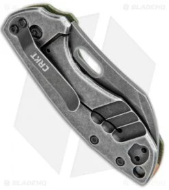 CRKT Pilar Exclusive Frame Lock Knife Green Micarta (2.4" Smokewash D2) -Crkt Shop CRKT Pilar FL Green Micarta Smokewash D2 BHQ 113627 jr side