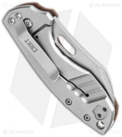 CRKT Pilar Frame Lock Knife Brown Linen Micarta BHQ Exclusive (2.4" Stonewash) -Crkt Shop CRKT Pilar FL Linen Micarta SW BHQ 113630 jr side